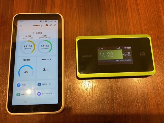 Galaxy 5G Mobile Wi-Fi（WiMAXギガ放題プラス）とWX06(ギガ放題)の速度比較