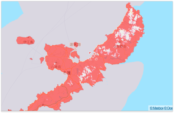 クラウドSIMのエリア　沖縄北部