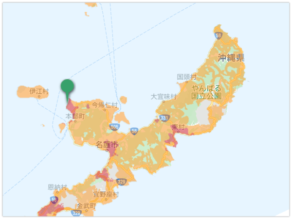 ドコモのエリア　沖縄北部