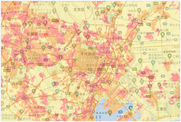 WiMAXのエリア　東京