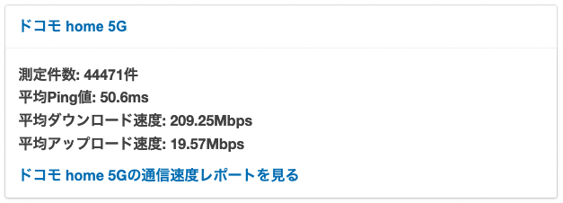 ドコモ home5Gの平均速度