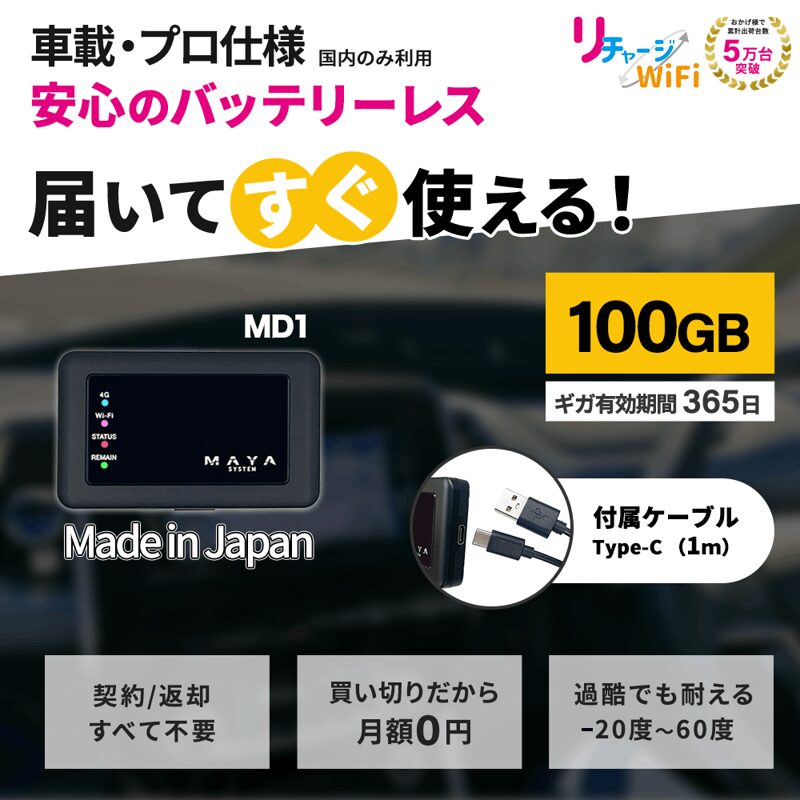 リチャージWi-Fi100GBバッテリーレスMD1