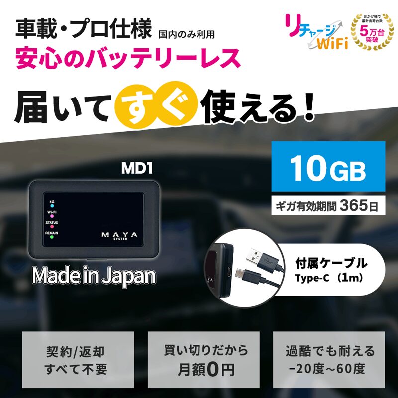 リチャージWi-Fi10GBバッテリーレスMD1