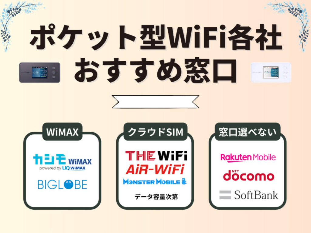 ポケット型WiFi各社のおすすめの申込み窓口は？キャンペーンや料金比較で最安とおすすめを紹介